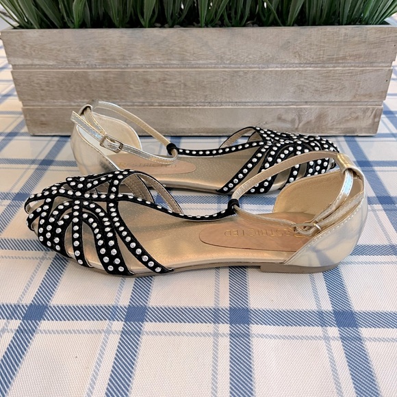 Restricted Studded Black/Gold Ankle Strap Sandals - Picture 4 of 5
